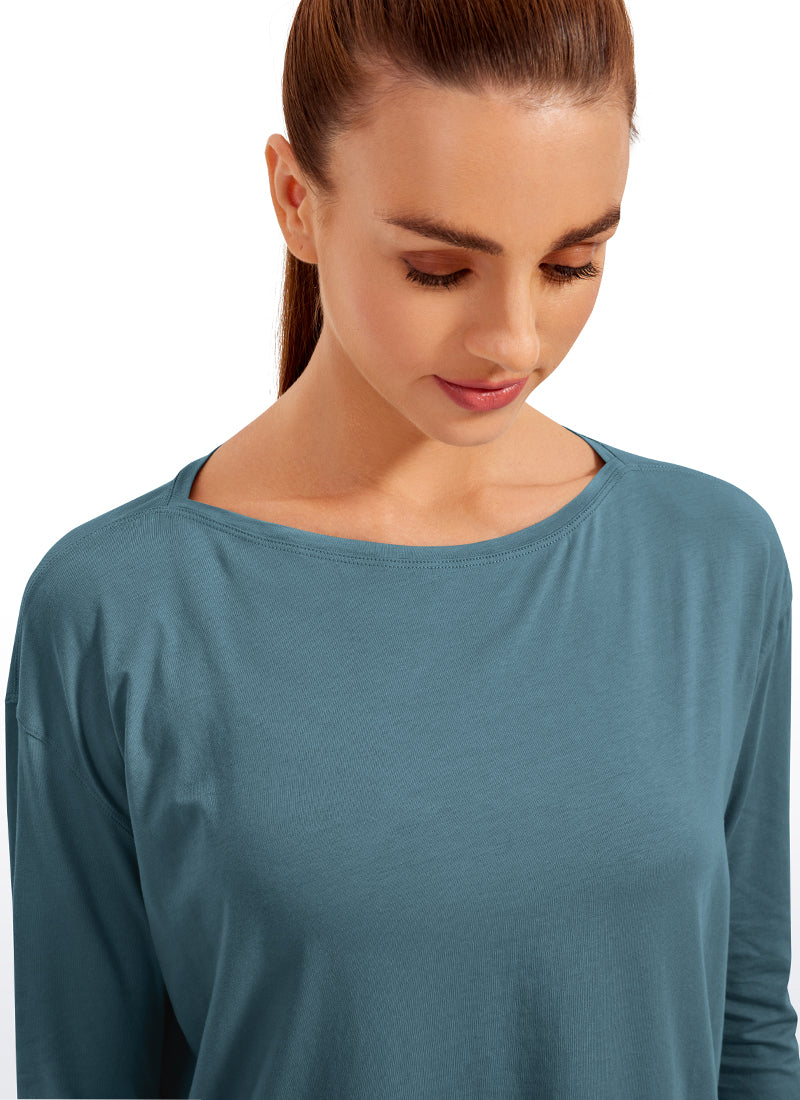 Pima Cotton Boat Neck Long Sleeve