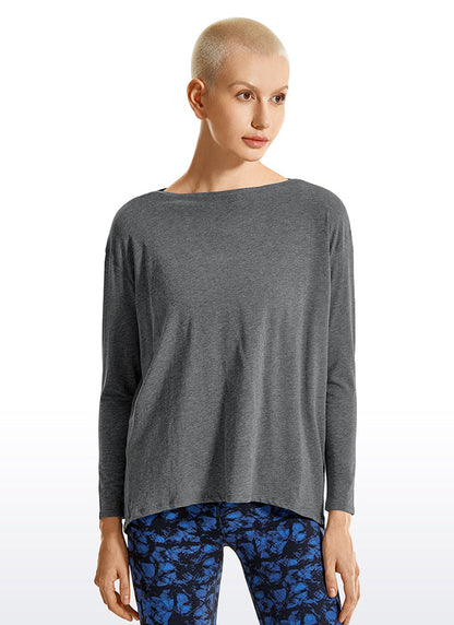 Pima Cotton Boat Neck Long Sleeve
