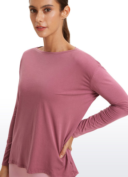 Pima Cotton Boat Neck Long Sleeve