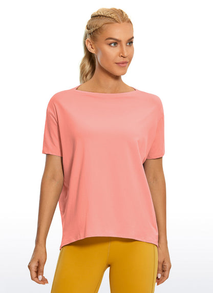 Pima Cotton Boat Neck Short Sleeve