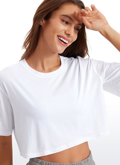 Pima Cotton Cropped Short Sleeve