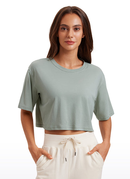 Pima Cotton Cropped Short Sleeve