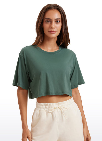 Pima Cotton Cropped Short Sleeve