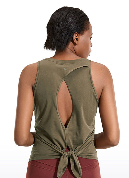 Pima Cotton Split Open Back Tank