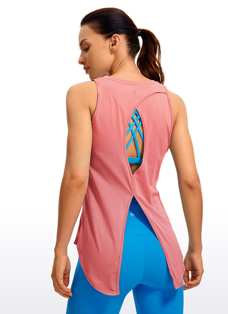 Pima Cotton Split Open Back Tank