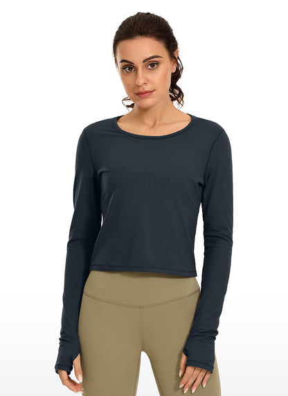 Brushed Thumbhole Cropped Long Sleeve