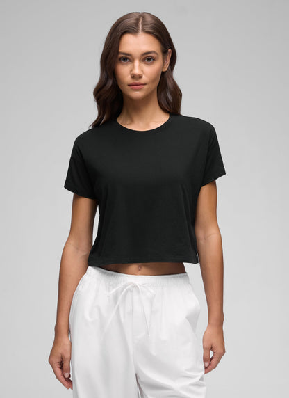 Pima Cotton Crew Neck Cropped Short Sleeve