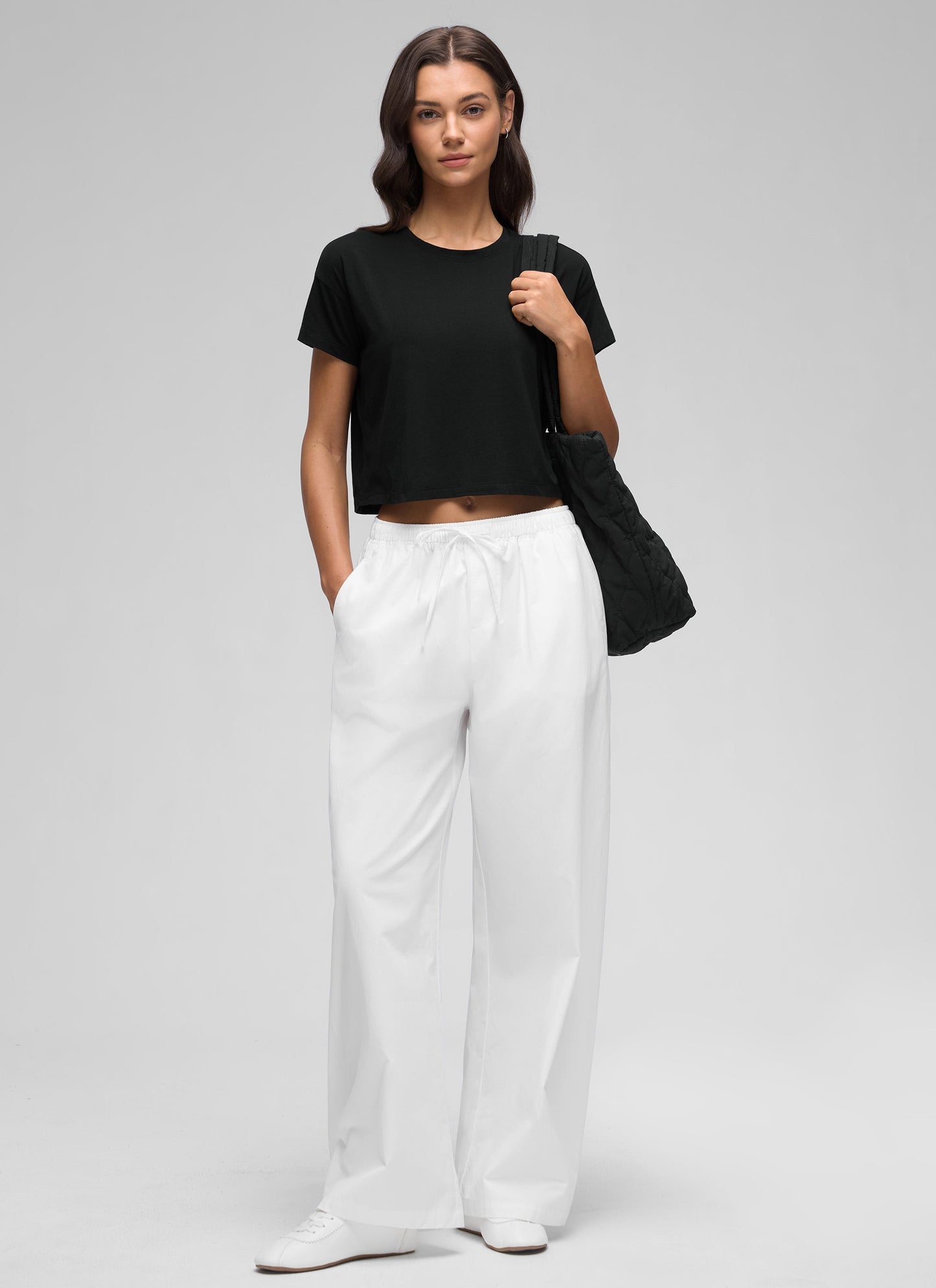 Pima Cotton Crew Neck Cropped Short Sleeve