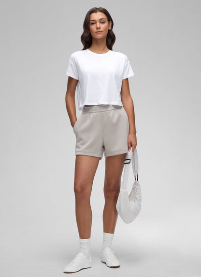 Pima Cotton Crew Neck Cropped Short Sleeve