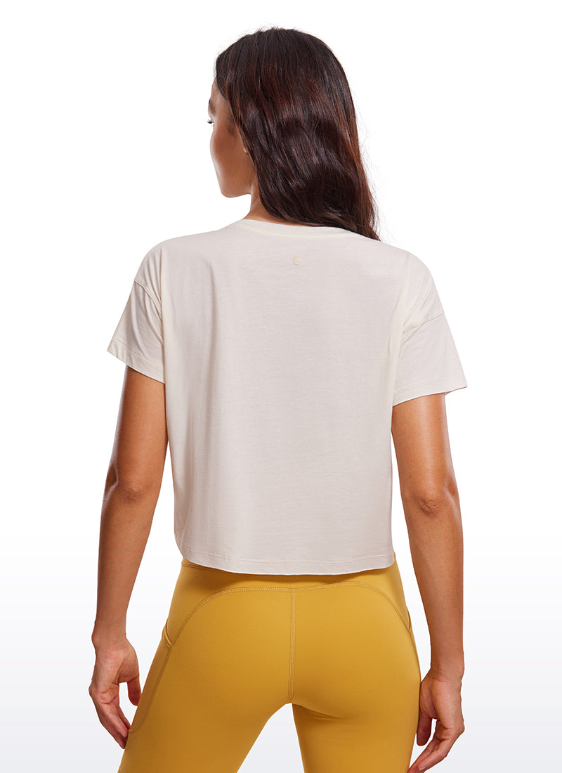 Pima Cotton Crew Neck Cropped Short Sleeve