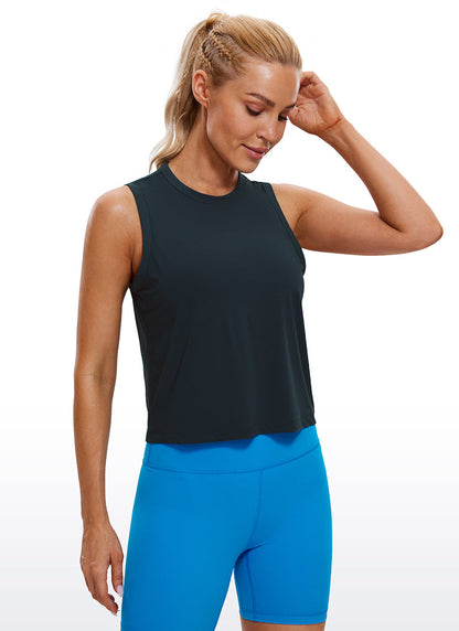 Pima Cotton High Neck Cropped Tank