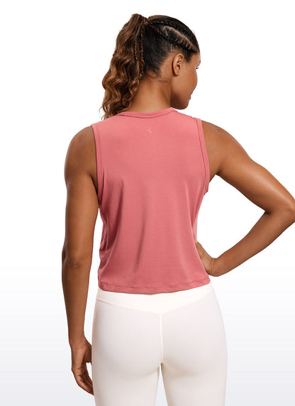 Pima Cotton High Neck Cropped Tank
