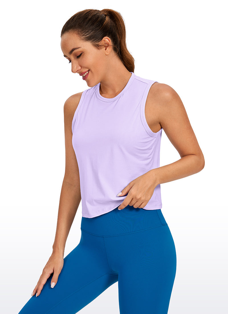 Pima Cotton High Neck Cropped Tank