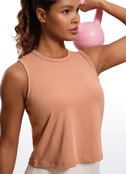 Pima Cotton High Neck Cropped Tank