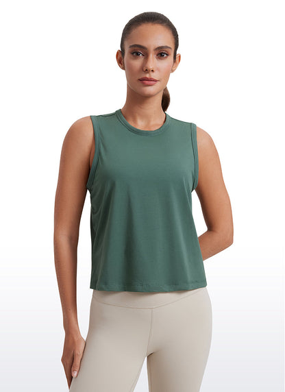 Pima Cotton High Neck Cropped Tank