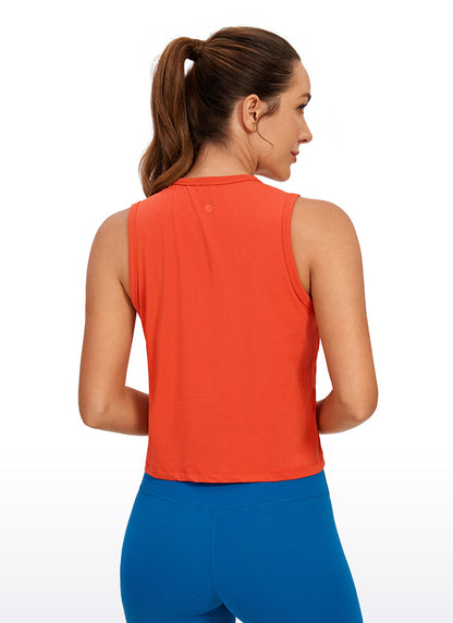 Pima Cotton High Neck Cropped Tank