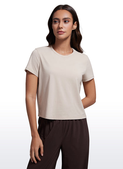 Pima Cotton Classic-Fit Cropped Short Sleeve