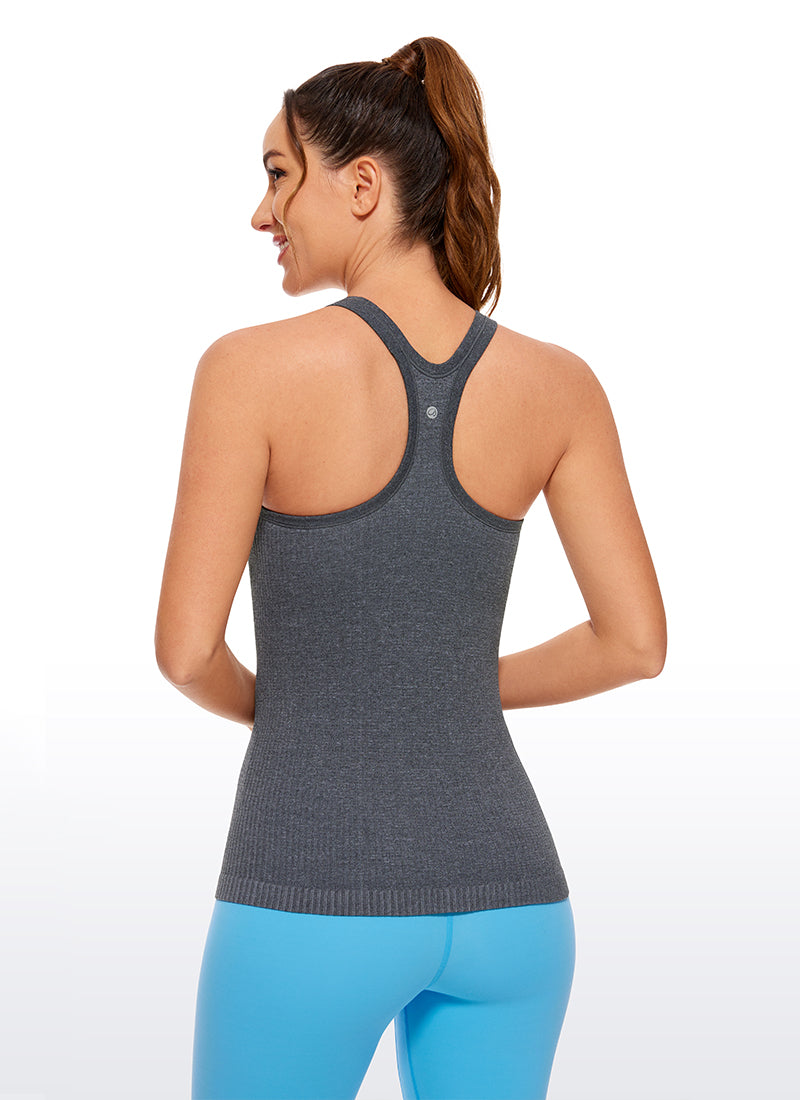 Seamless Racerback Ribbed Hip Length Tank