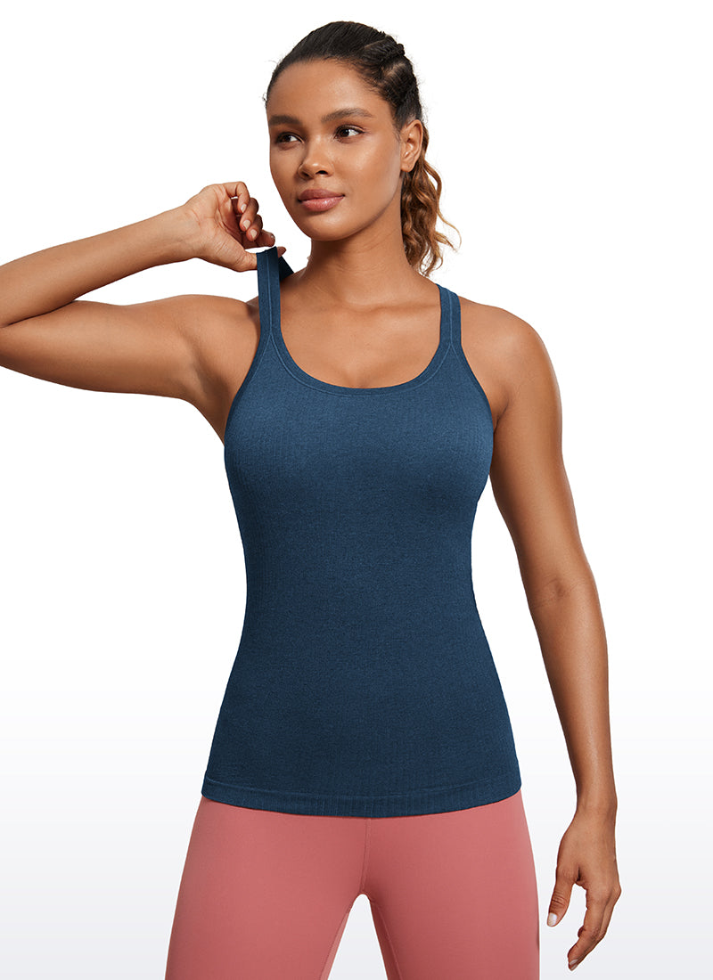 Seamless Racerback Ribbed Hip Length Tank