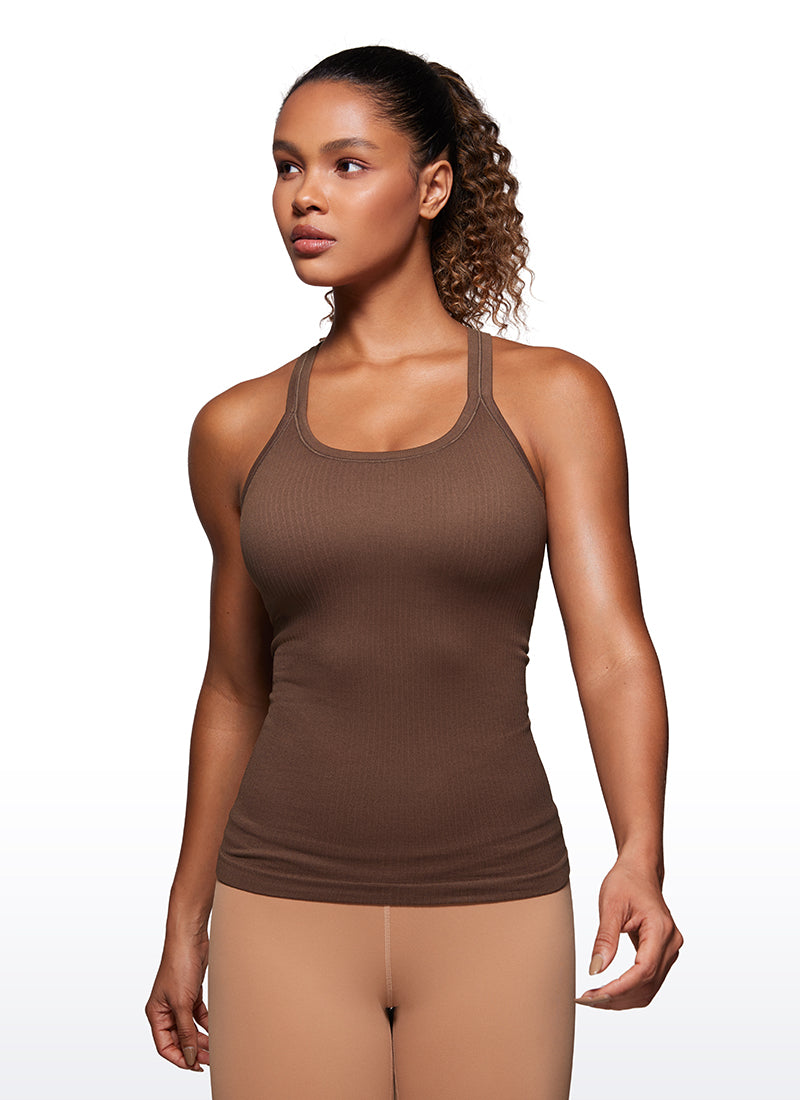 Seamless Racerback Ribbed Hip Length Tank