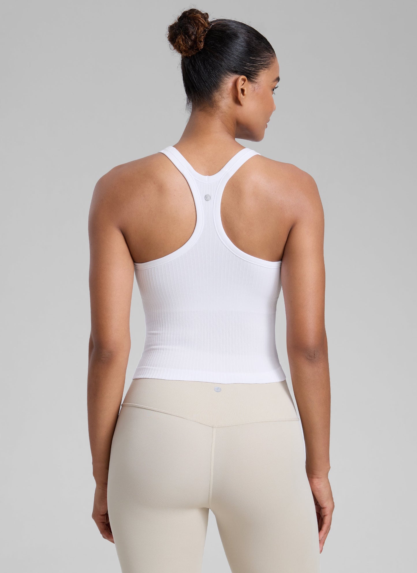 Seamless Racerback Built in Bra Ribbed Tank