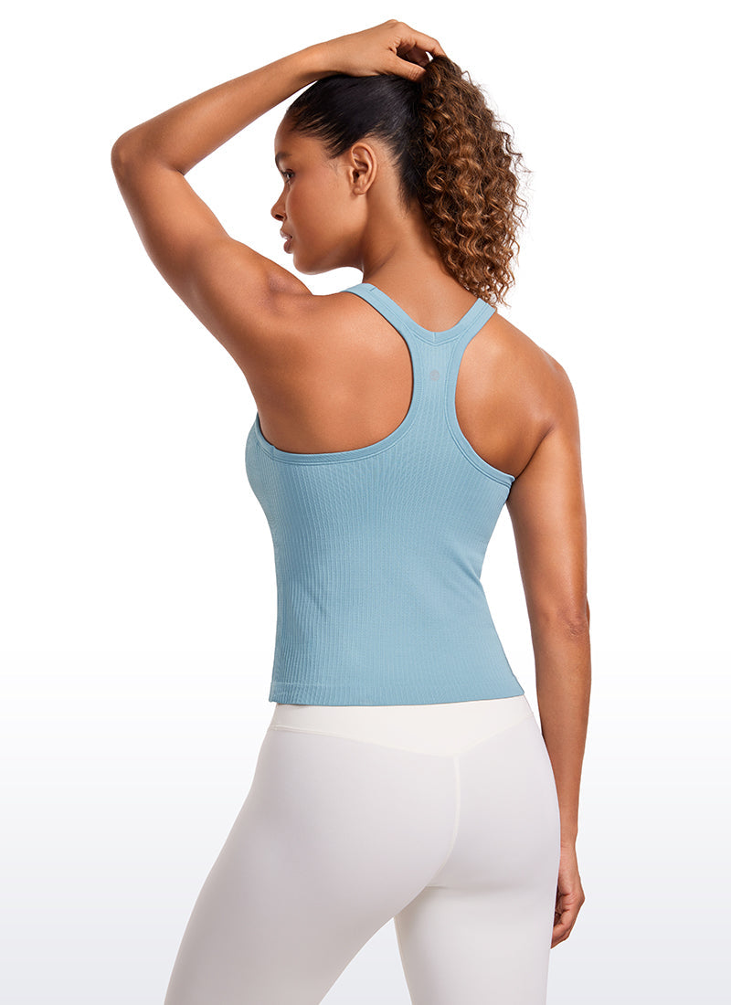 Seamless Racerback Built in Bra Ribbed Tank