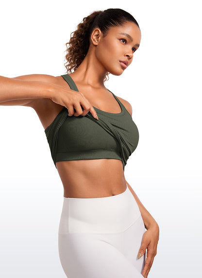 Seamless Racerback Built in Bra Ribbed Tank
