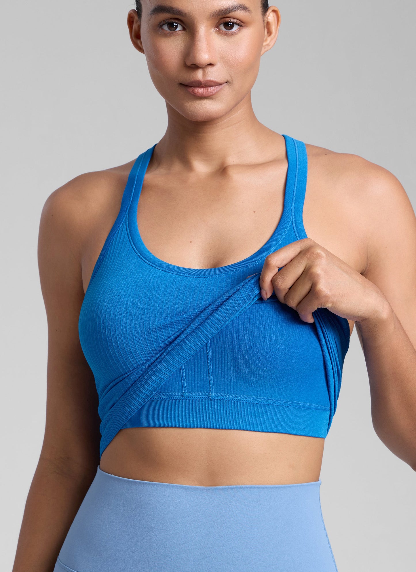 Seamless Racerback Built in Bra Ribbed Tank
