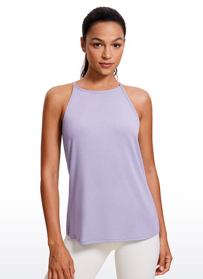 Hip Length High Neck Halter Tank