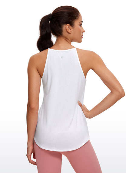 Hip Length High Neck Halter Tank