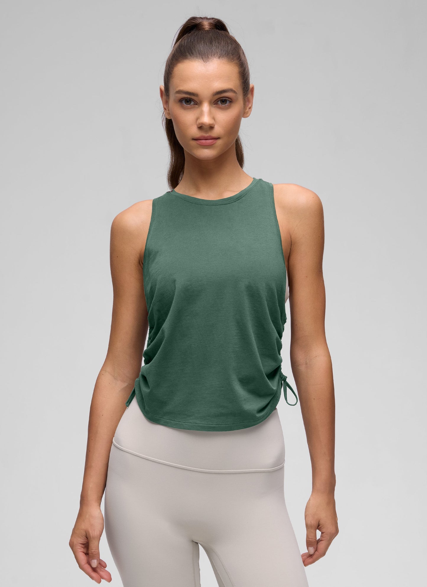 Pima Cotton Racerback Ruched Side Tank