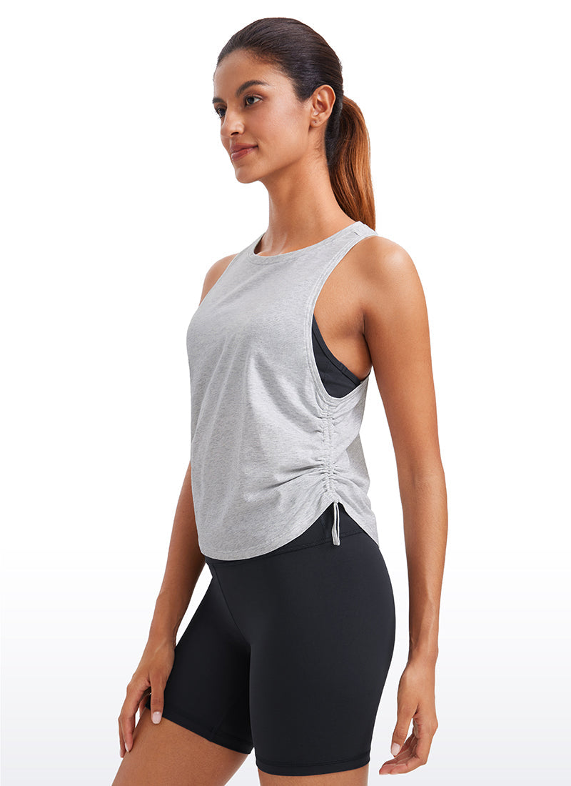 Pima Cotton Racerback Ruched Side Tank