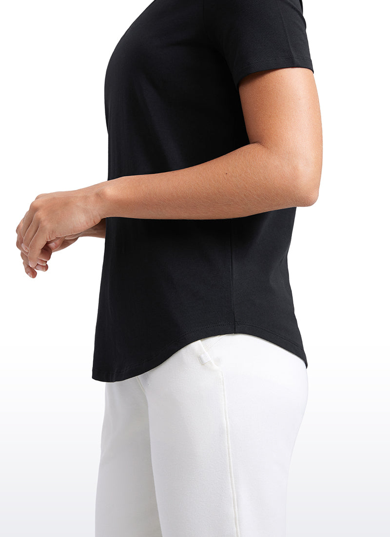 Pima Cotton Pro V Neck Short Sleeve