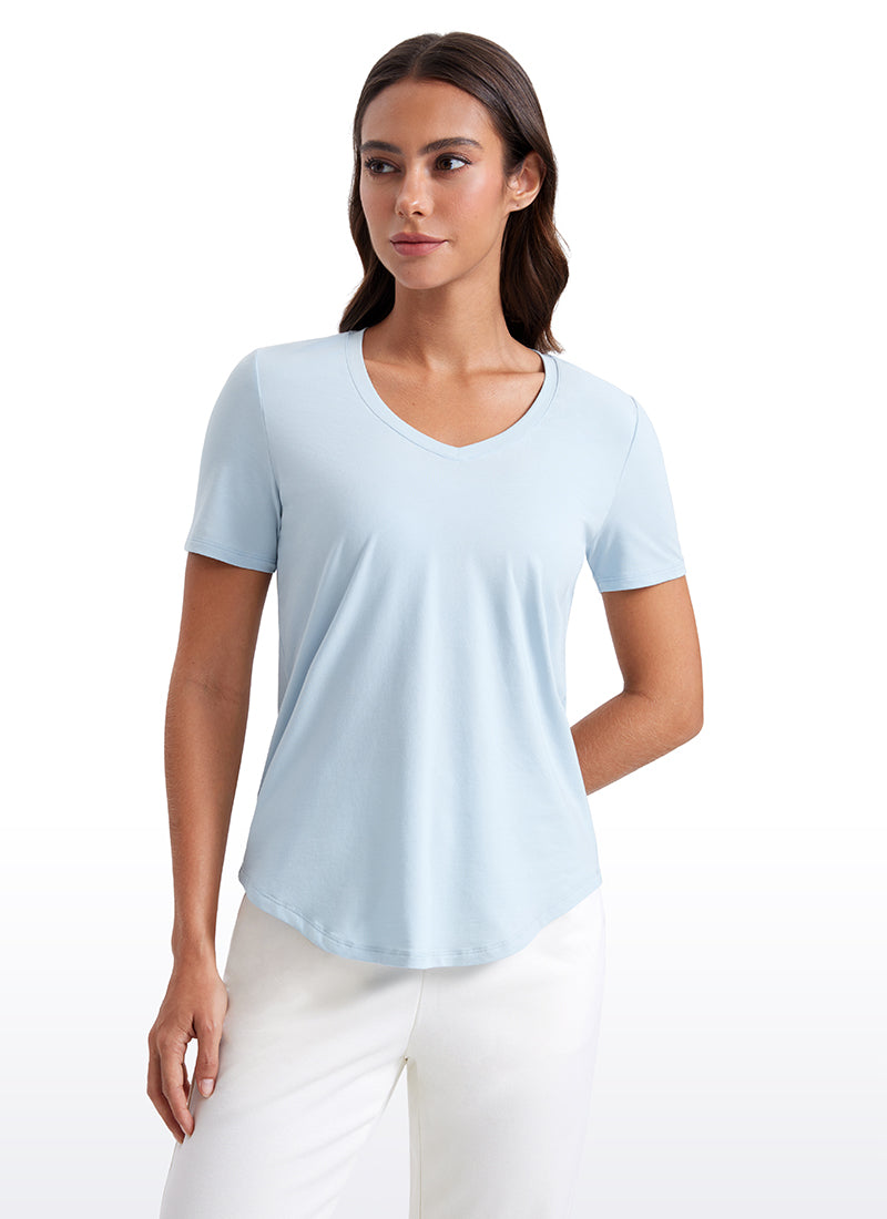 Pima Cotton Pro V Neck Short Sleeve