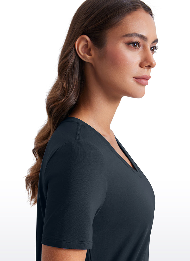 Pima Cotton Pro V Neck Short Sleeve