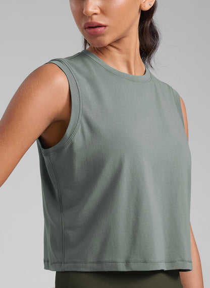 Poly Cotton-Blend Muscle Tank