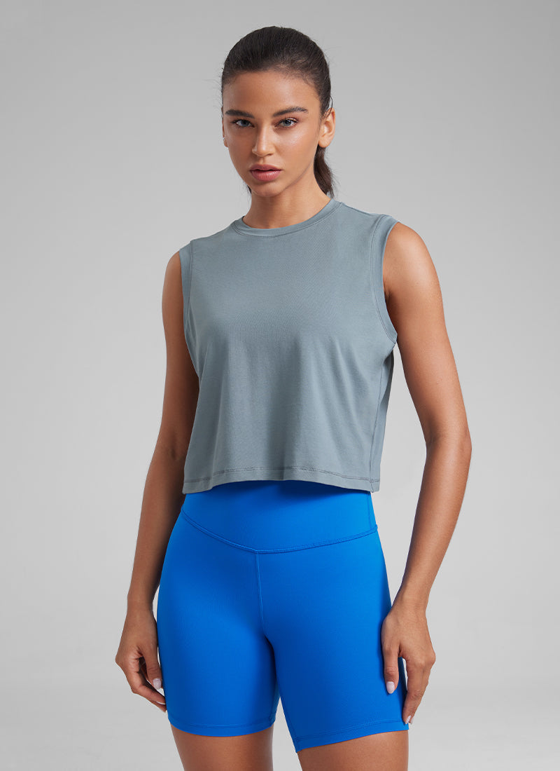 Poly Cotton-Blend Muscle Tank