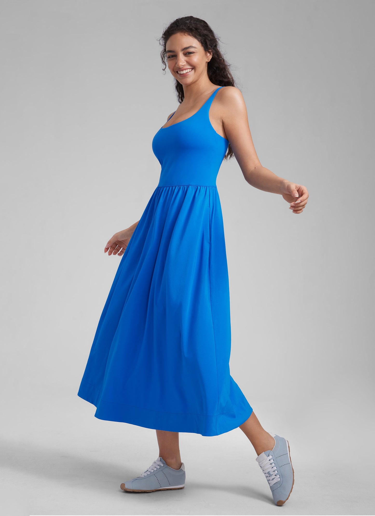 Square Neck Sleeveless Pocket Dress