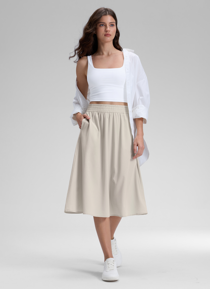 Feathery-Fit Stretchy Side Pocket Skirt