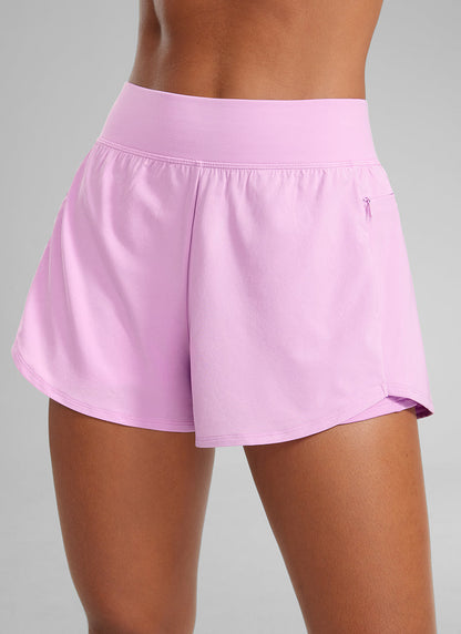 Feathery-Fit Soft 2 in 1 Zip Pocket Short  3"