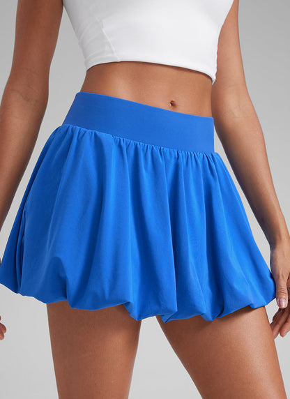 Feathery-Fit Soft Bubble Hem Balloon Ruffle Skort