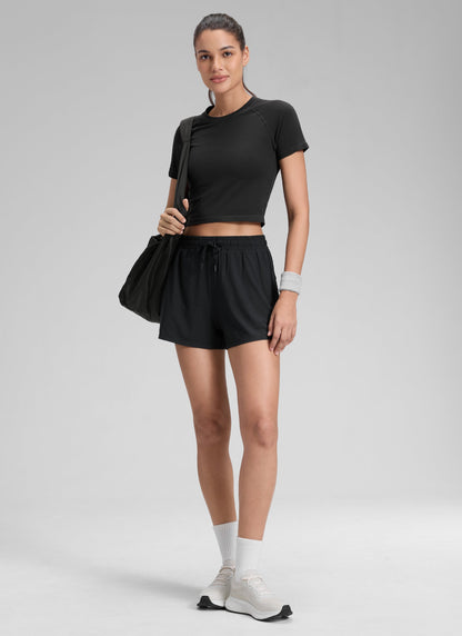 Feathery-Fit Stretchy 2 in 1 High Rise Pocket Short