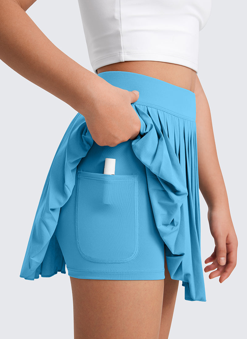 Feathery-Fit Soft Girls Pleated Skirts