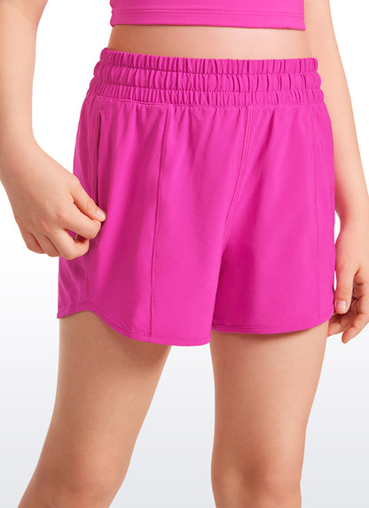 Feathery-Fit Soft Girls Mesh Liner Shorts with Zip Pockets