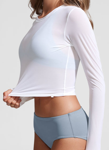 Cover Up Mesh Cropped Long Sleeve