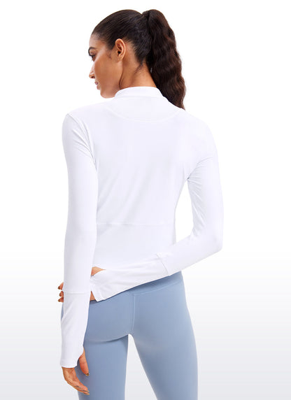 Brushed Half Zip Cropped Long Sleeve