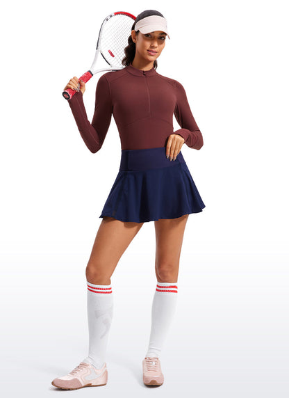 Brushed Half Zip Cropped Long Sleeve