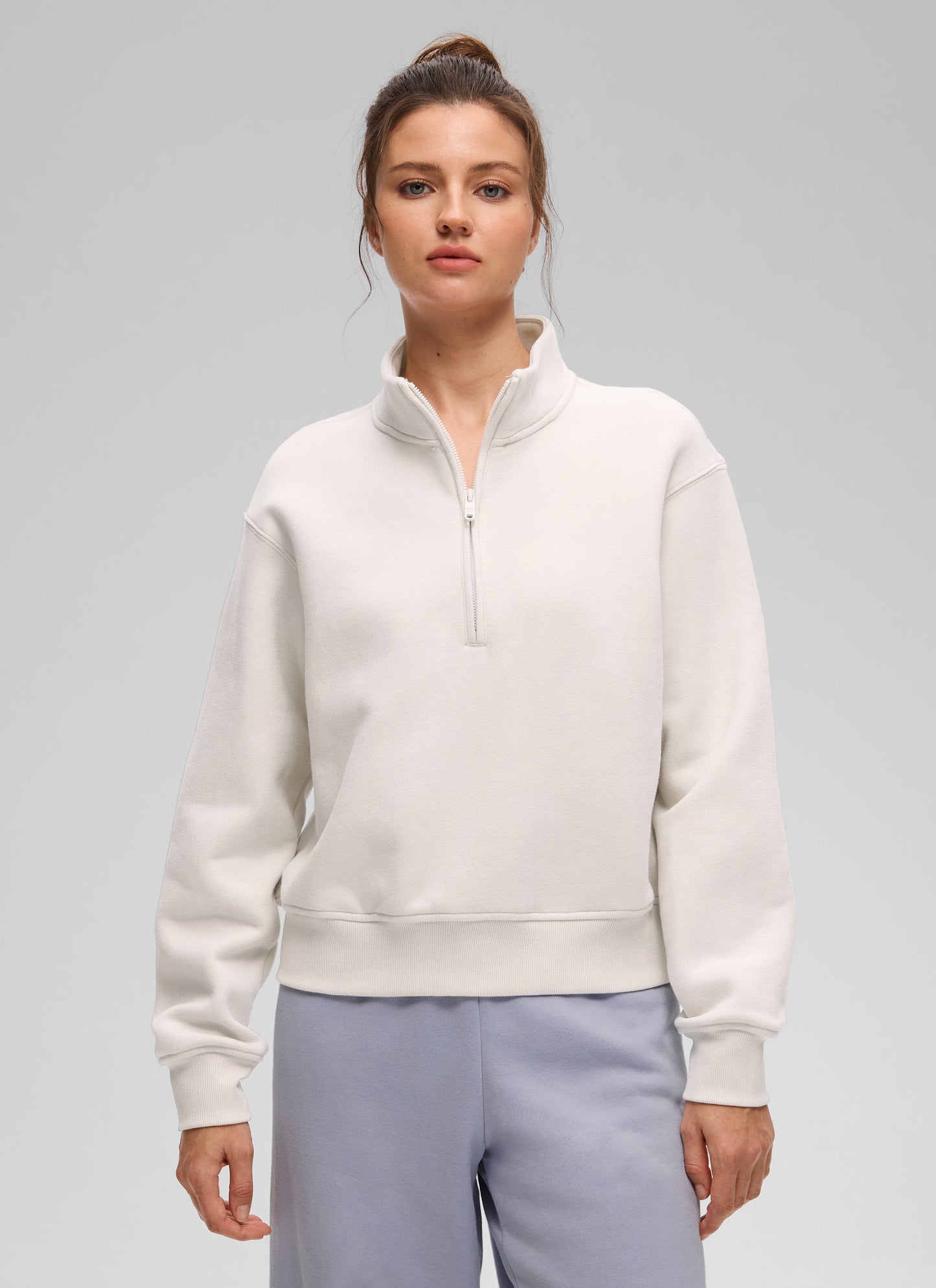 Fleece Lined Half Zip Funnel neck Sweatshirt