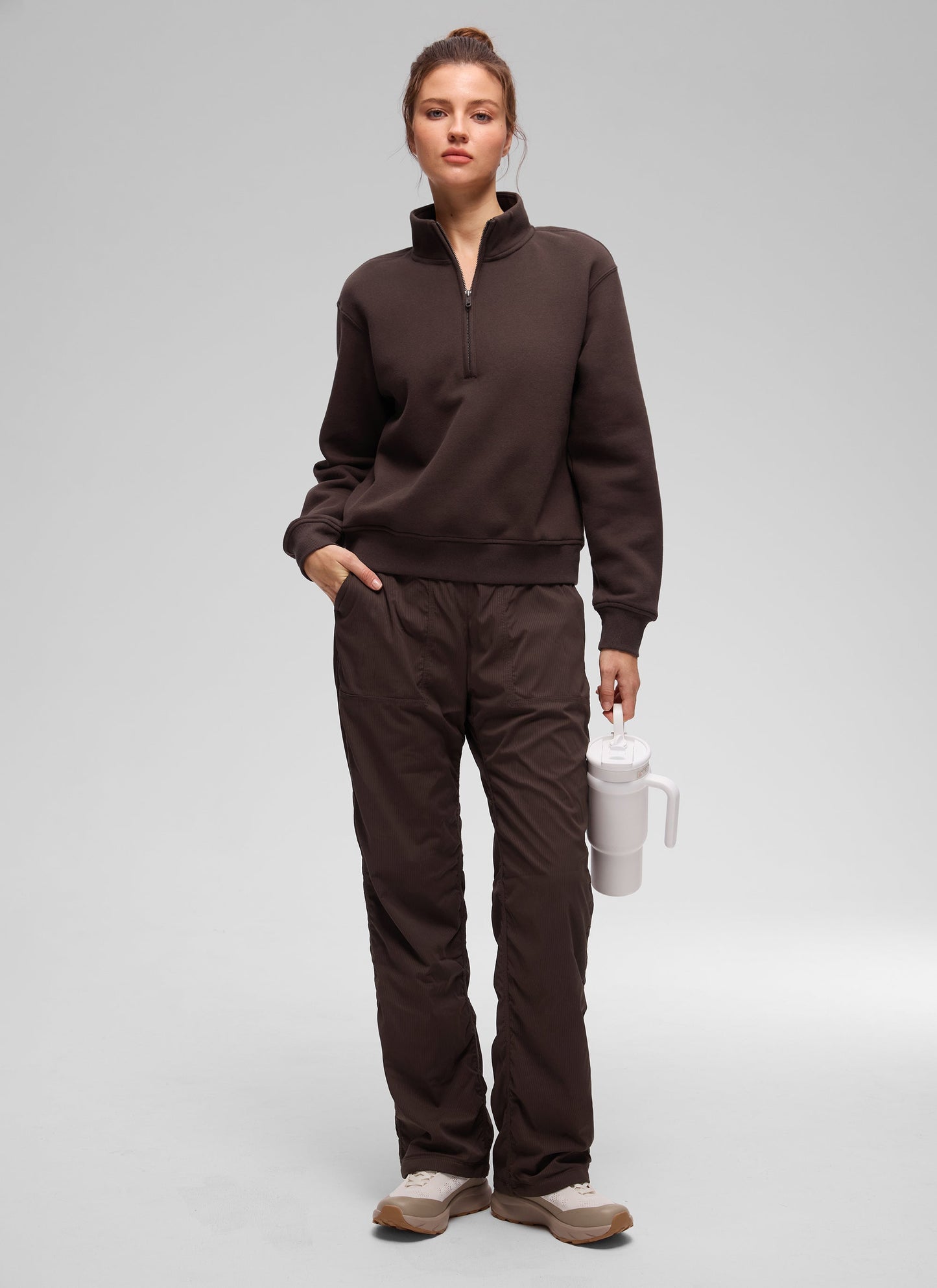 Fleece Lined Half Zip Funnel neck Sweatshirt