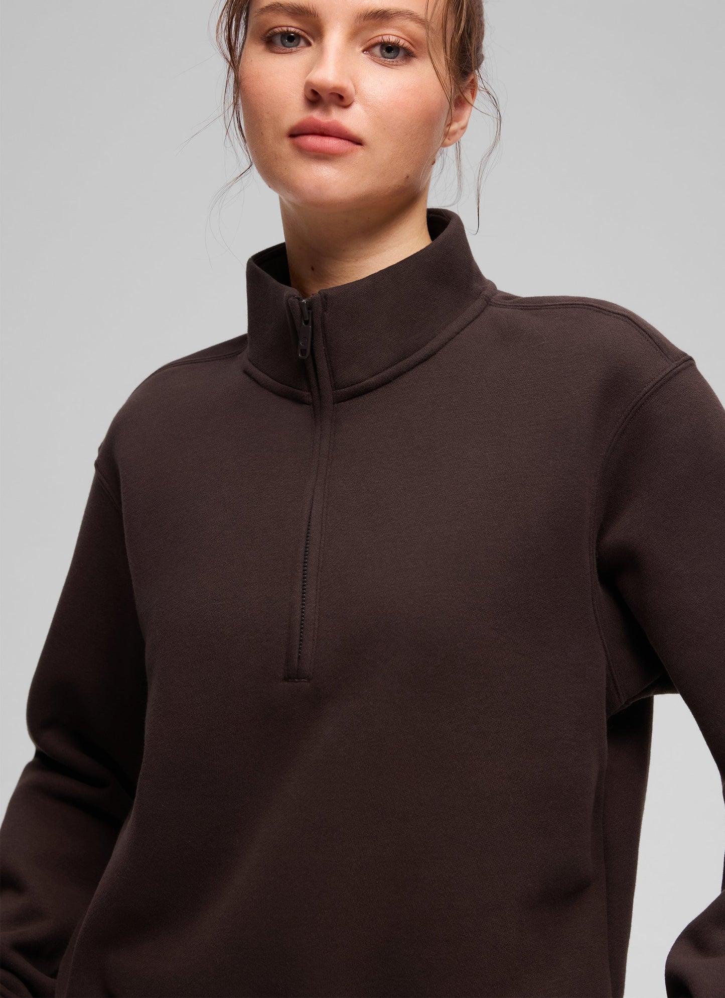 Fleece Lined Half Zip Funnel neck Sweatshirt